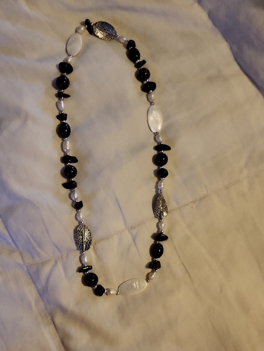 Source Unknown Black and White Beaded Necklace - Women Jewelry